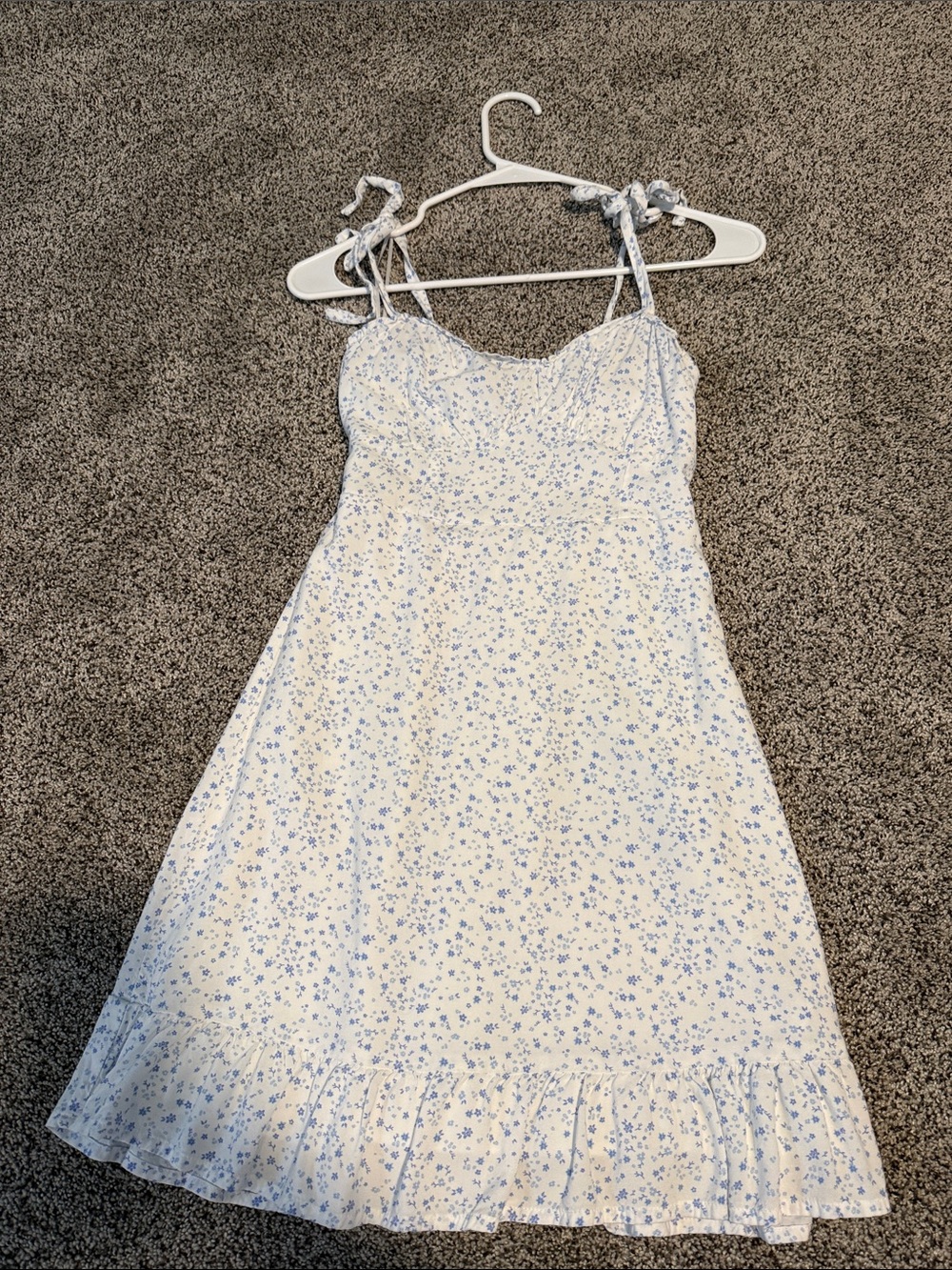 Hollister White Mini Dress with Blue Floral Print